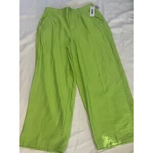 DKNY Wide Leg Sailor Pants Size 10 , Bold Lime Green . Tag 89 $